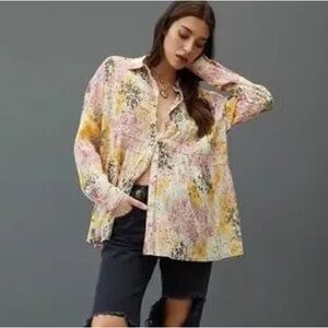 Anthropologie Pilcro Bohemian Smock Front Blouse Large